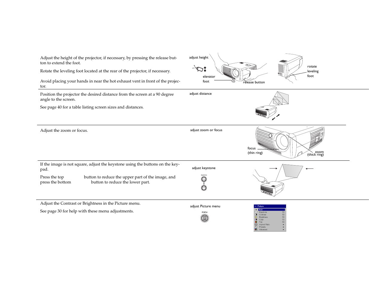 Adjusting the image | Dukane 28A7100HC User Manual | Page 9 / 47