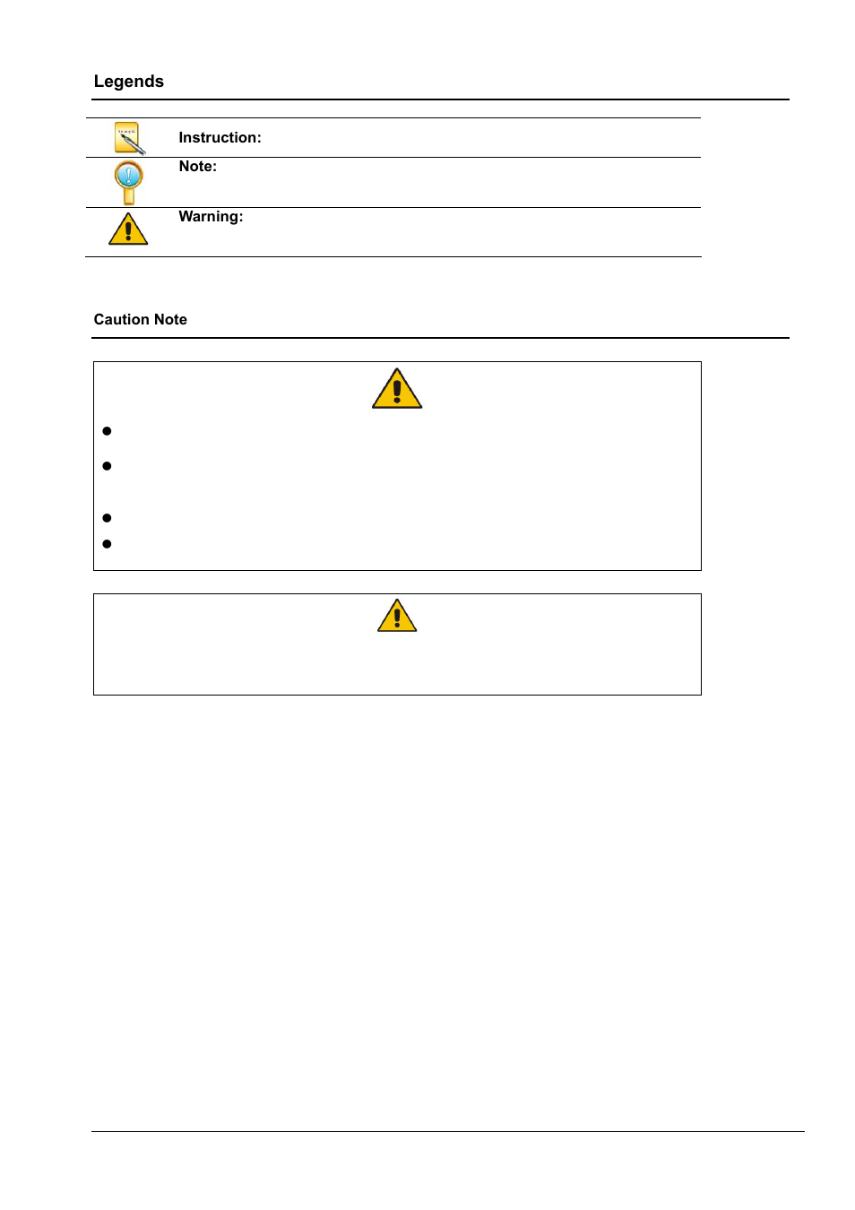 Legends, Caution note | Dukane LEADERBOARD LB77H User Manual | Page 2 / 20