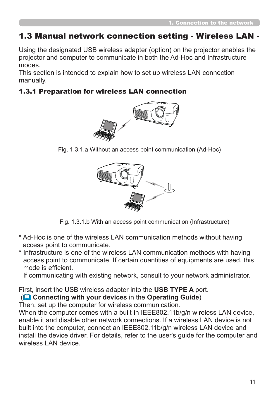 3 manual network connection setting - wireless lan | Dukane Projector 8930 User Manual | Page 11 / 70