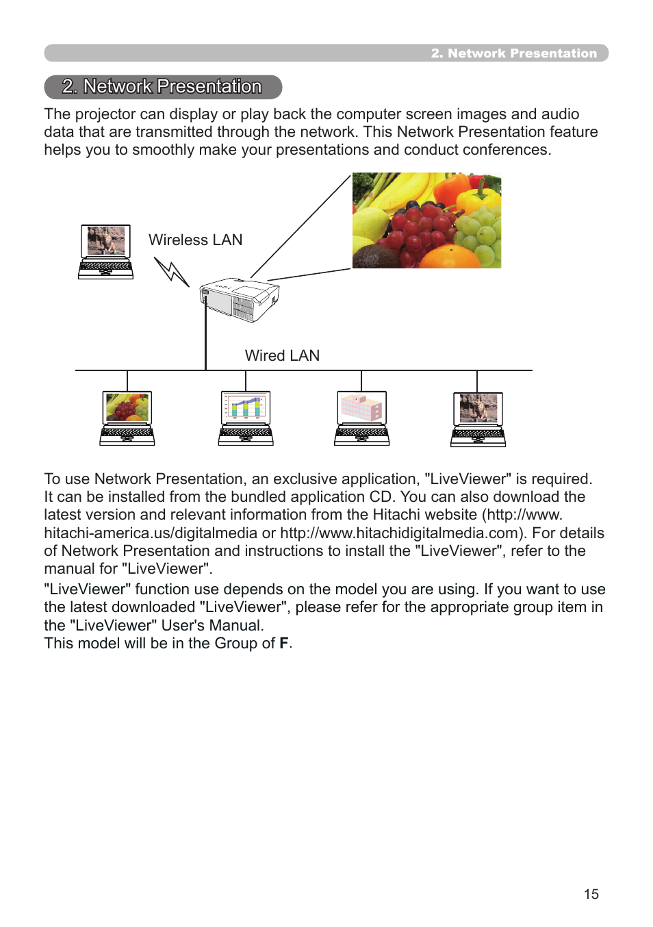 Network presentation | Dukane Projector 8930 User Manual | Page 15 / 70
