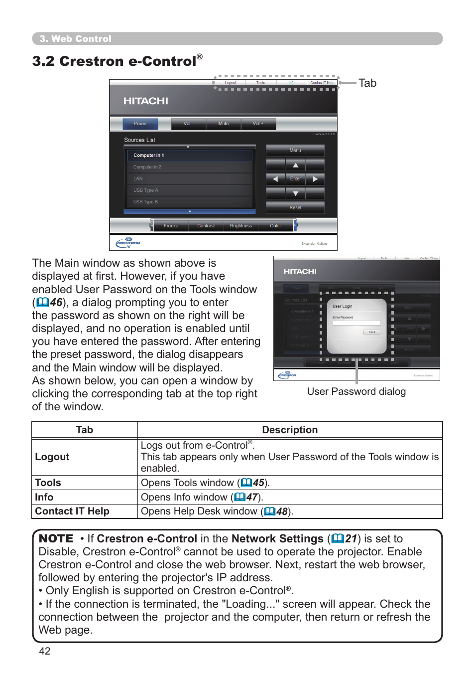 2 crestron e-control | Dukane Projector 8930 User Manual | Page 42 / 70