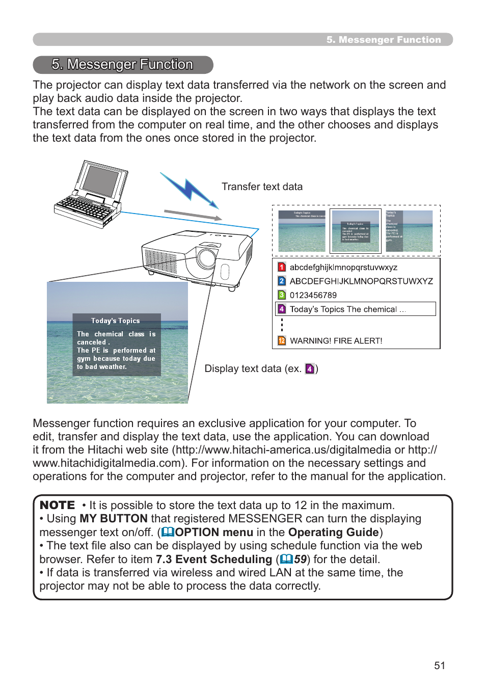 Messenger function | Dukane Projector 8930 User Manual | Page 51 / 70