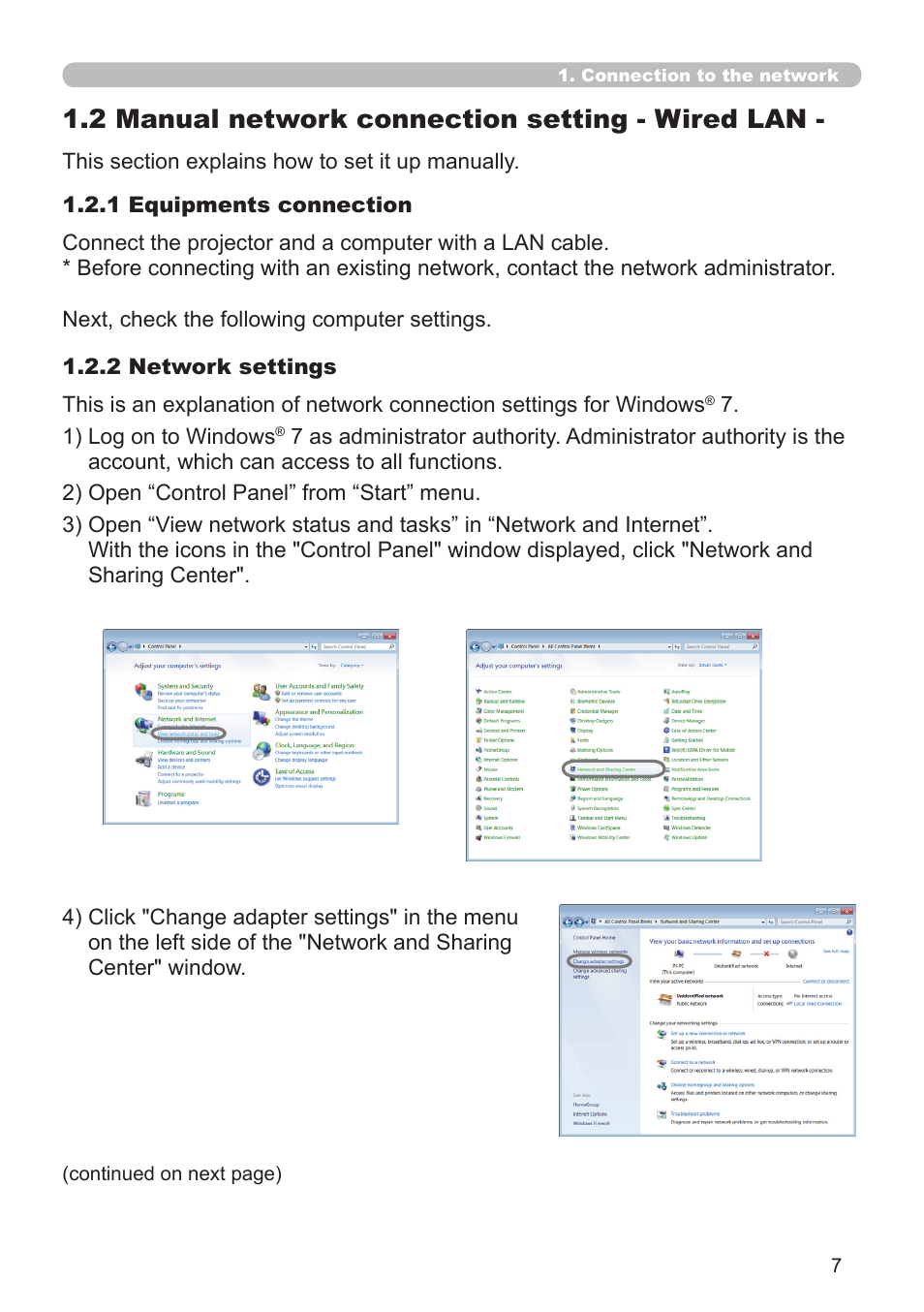 2 manual network connection setting - wired lan | Dukane Projector 8930 User Manual | Page 7 / 70