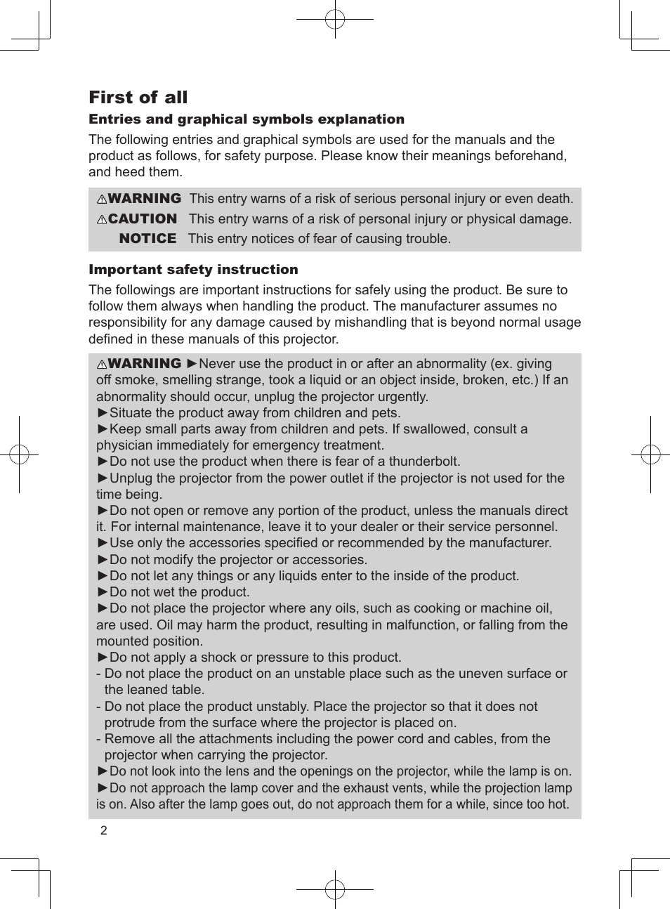 First of all | Dukane Projector 8793H User Manual | Page 2 / 22