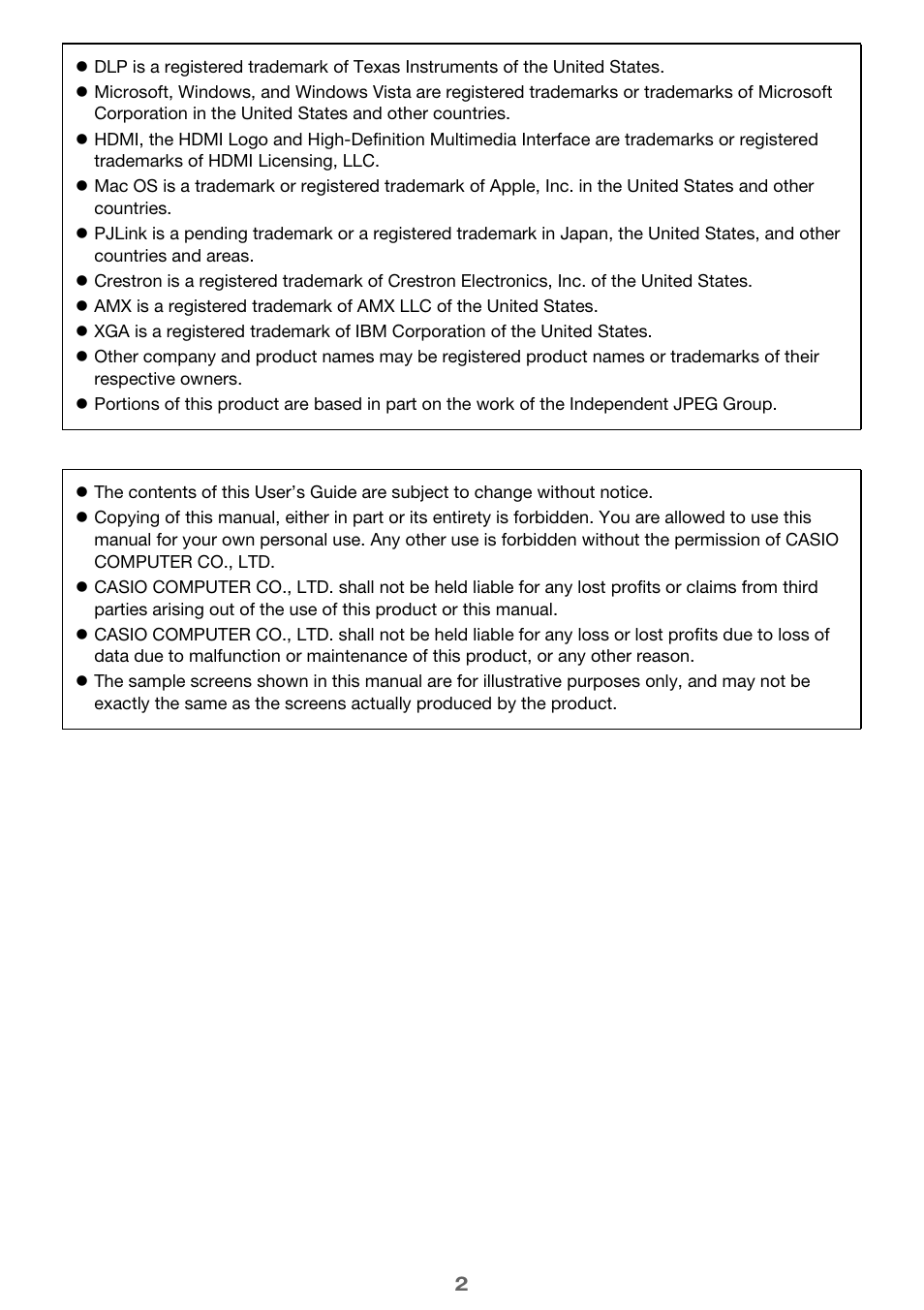 Casio XJ-A142 User Guide User Manual | Page 2 / 103