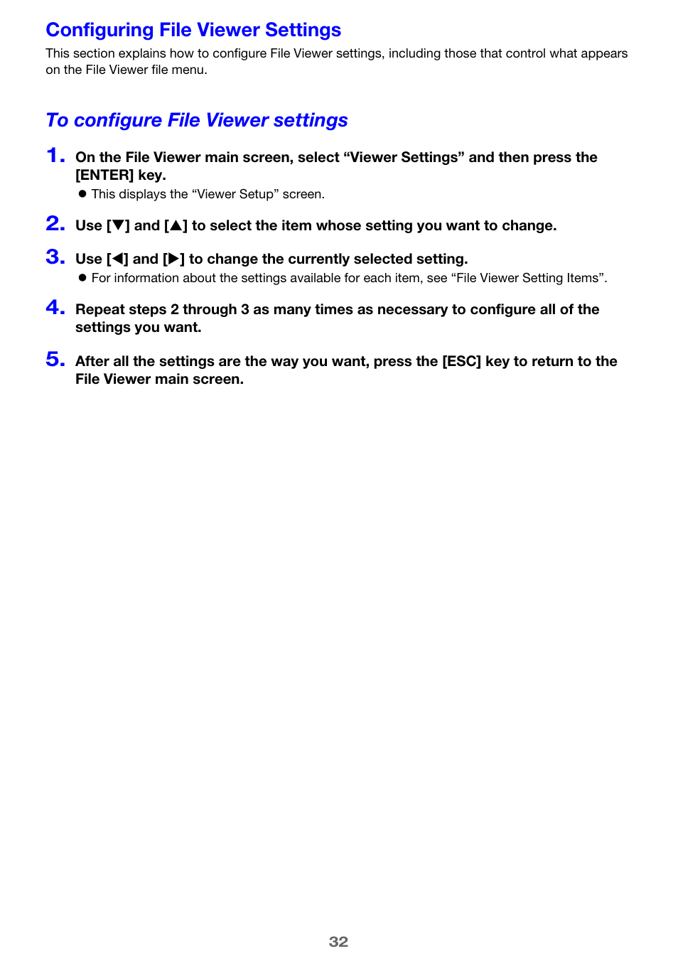 Configuring file viewer settings, To configure file viewer settings | Casio XJ-A142 User Guide User Manual | Page 32 / 103