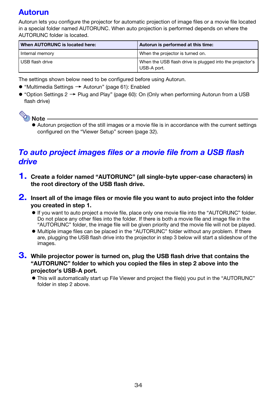 Autorun | Casio XJ-A142 User Guide User Manual | Page 34 / 103