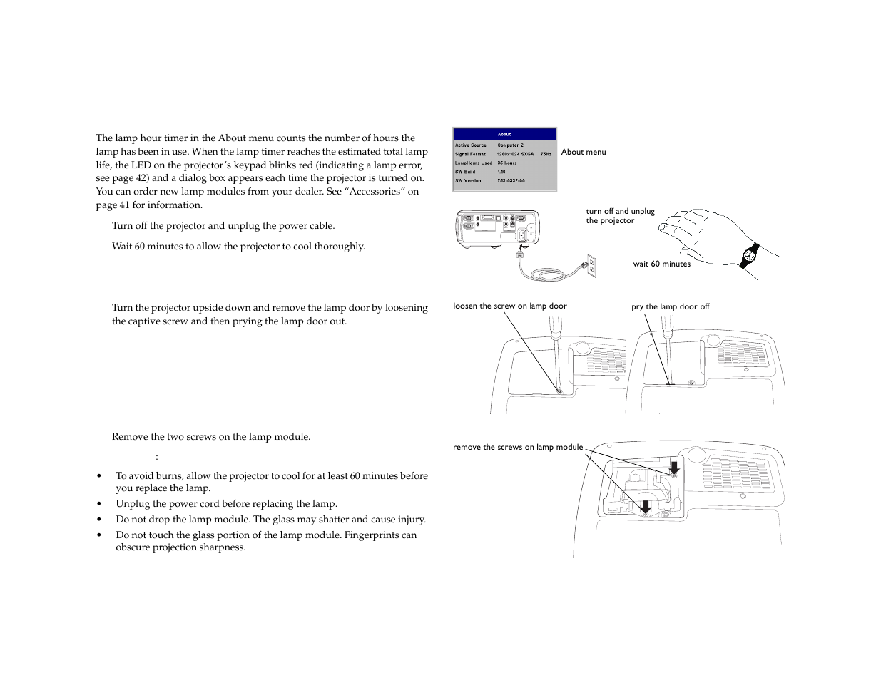 Replacing the projection lamp | Dukane 8772 User Manual | Page 39 / 48