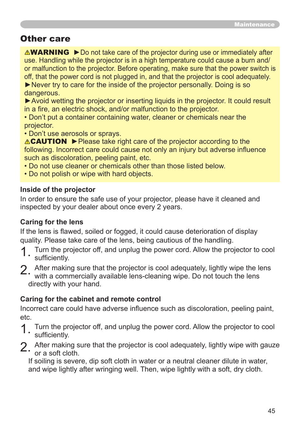 Other care | Dukane 8064 User Manual | Page 47 / 70