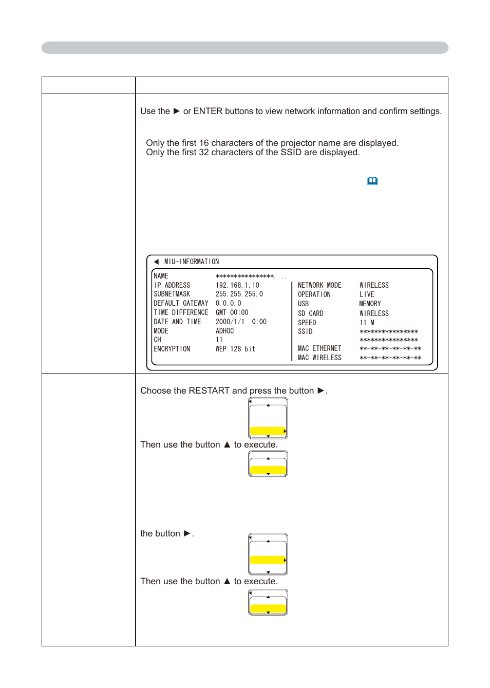 Miu menu (continued), Item description information, Service | Dukane 8776-W User Manual | Page 58 / 174