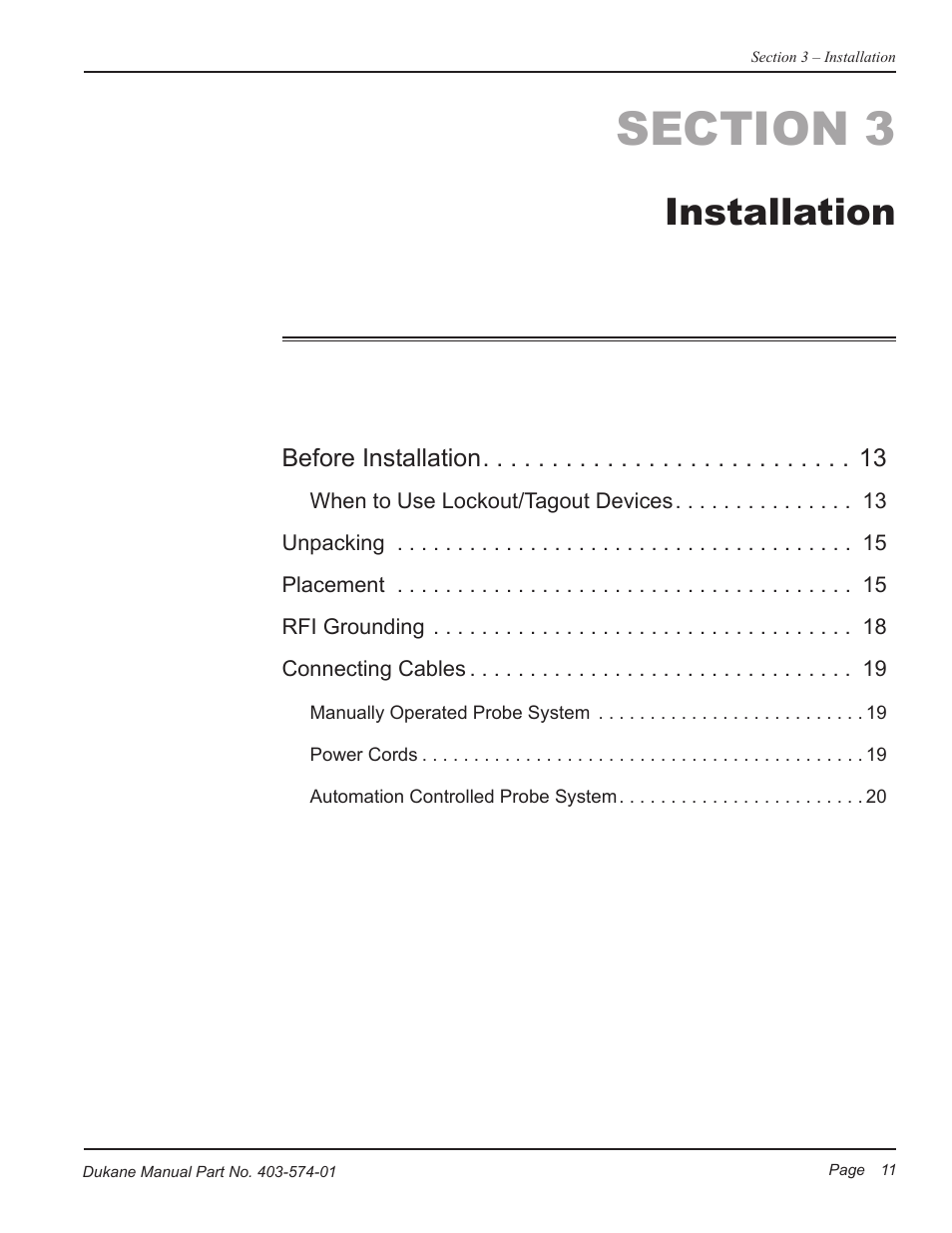 Installation | Dukane ULTRASONIC GENERATOR/POWER SUPPLY LS 403-574-01 User Manual | Page 17 / 136