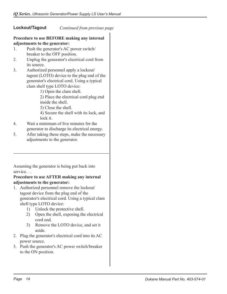 Dukane ULTRASONIC GENERATOR/POWER SUPPLY LS 403-574-01 User Manual | Page 20 / 136