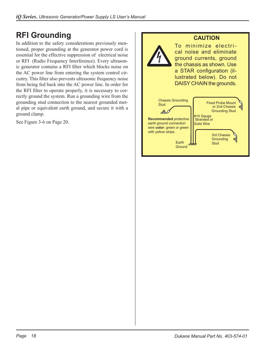 Rfi grounding | Dukane ULTRASONIC GENERATOR/POWER SUPPLY LS 403-574-01 User Manual | Page 24 / 136