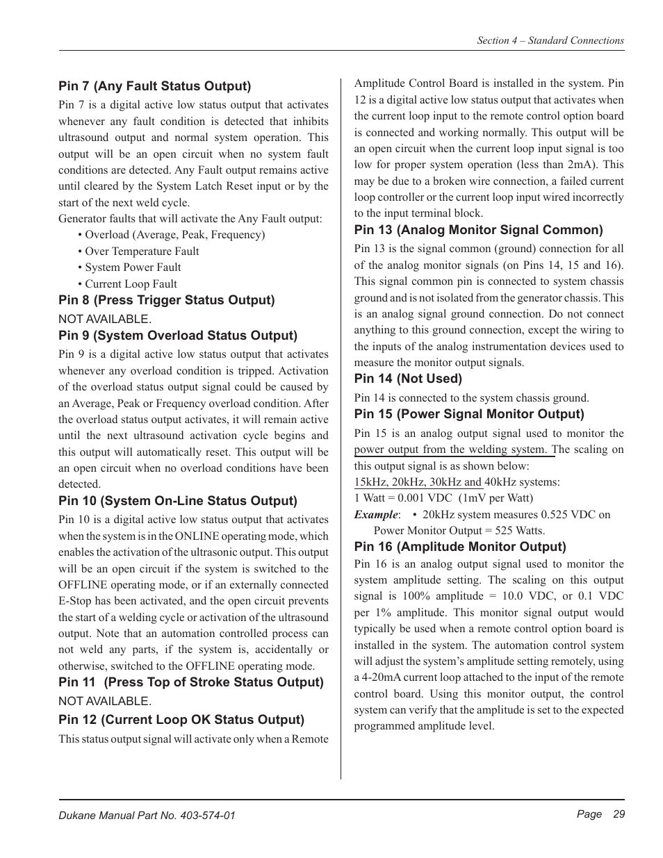 Dukane ULTRASONIC GENERATOR/POWER SUPPLY LS 403-574-01 User Manual | Page 35 / 136