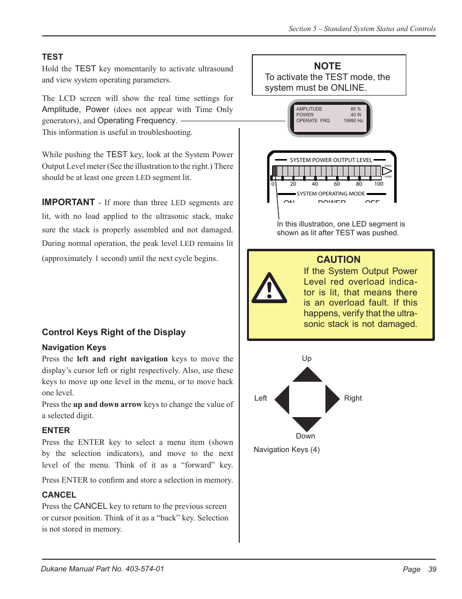 Caution | Dukane ULTRASONIC GENERATOR/POWER SUPPLY LS 403-574-01 User Manual | Page 45 / 136
