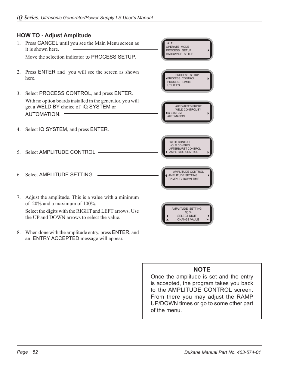 Dukane ULTRASONIC GENERATOR/POWER SUPPLY LS 403-574-01 User Manual | Page 58 / 136