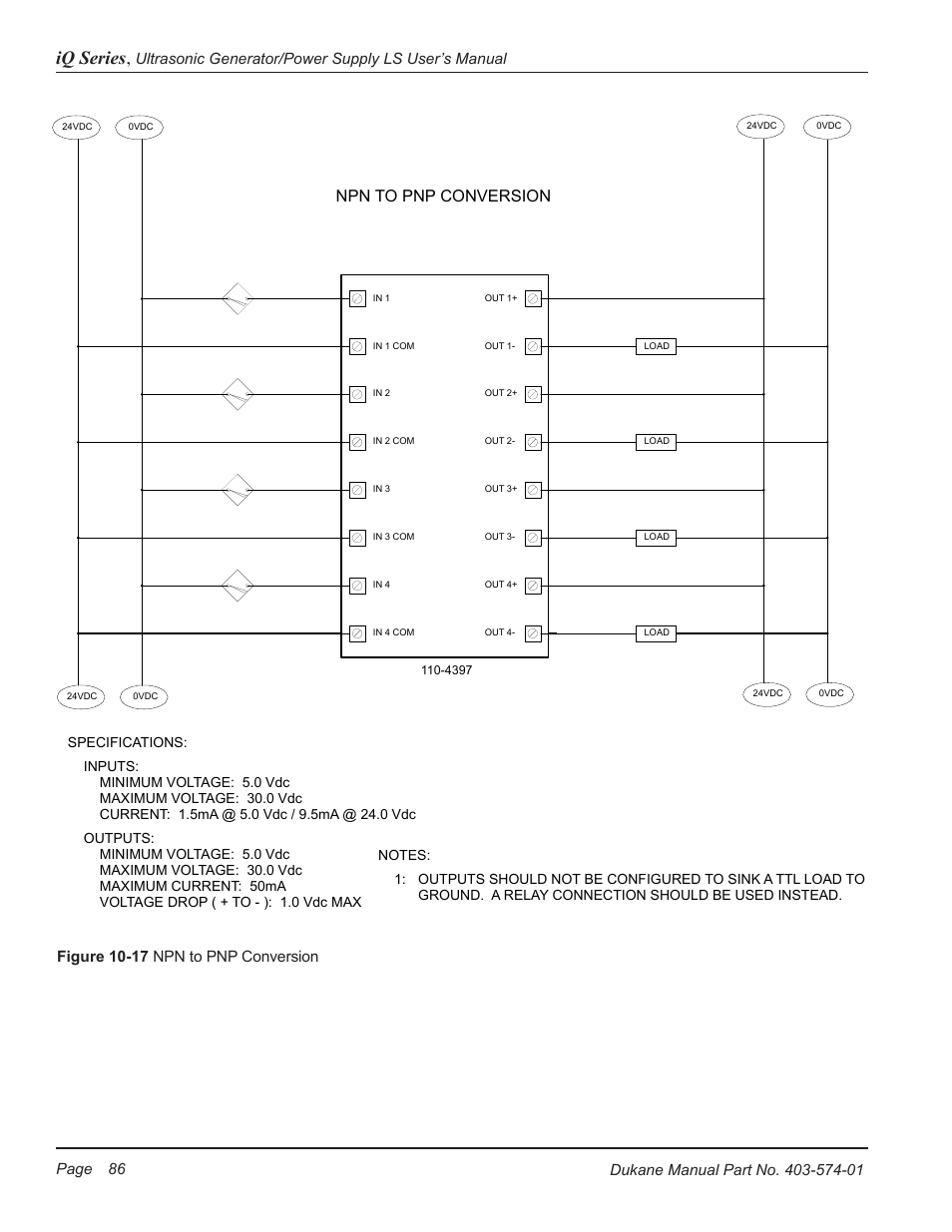 Iq series, Npn to pnp conversion | Dukane ULTRASONIC GENERATOR/POWER SUPPLY LS 403-574-01 User Manual | Page 92 / 136