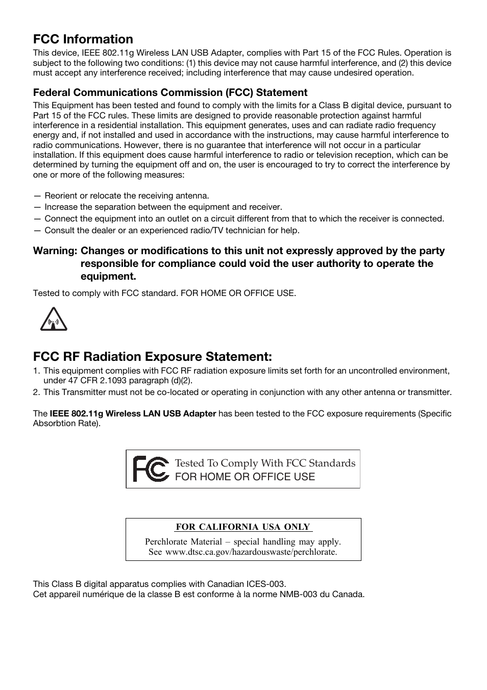 Fcc information, Fcc rf radiation exposure statement | Casio XJ-A130V Operaciones básicas User Manual | Page 35 / 38