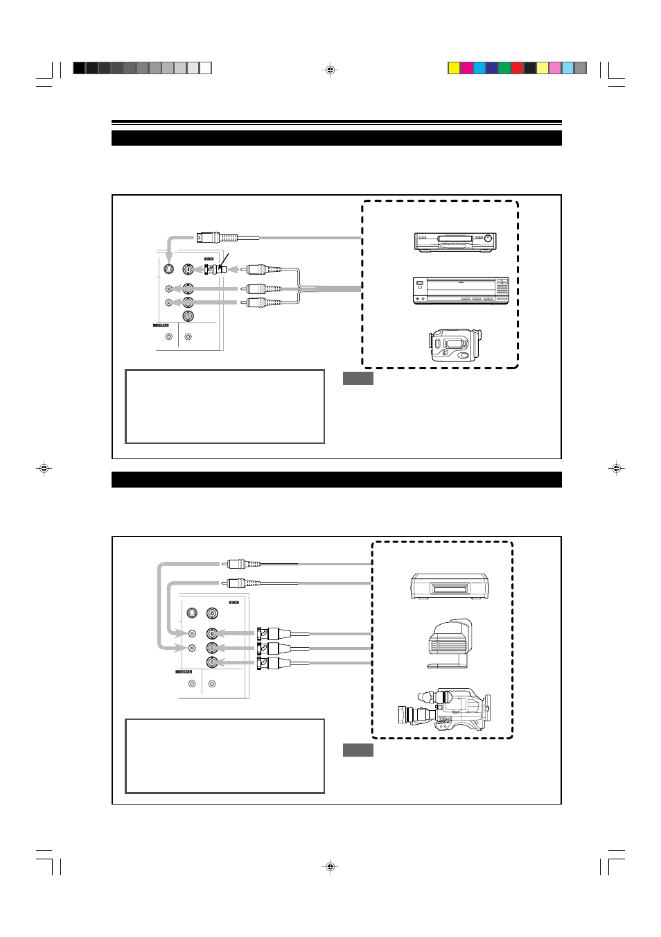 Connecting to video devices, Connecting to hi-vision devices, Connecting to various devices (cont.) | Video devices, Hi-vision devices | Dukane 9015 User Manual | Page 20 / 57