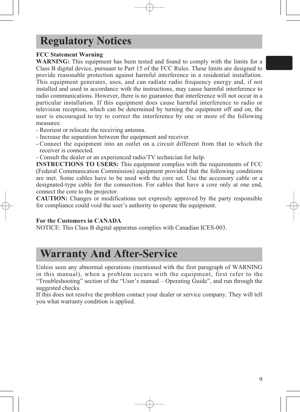 Regulatory notices, Warranty and after-service | Dukane ImagePro 8915 User Manual | Page 11 / 84