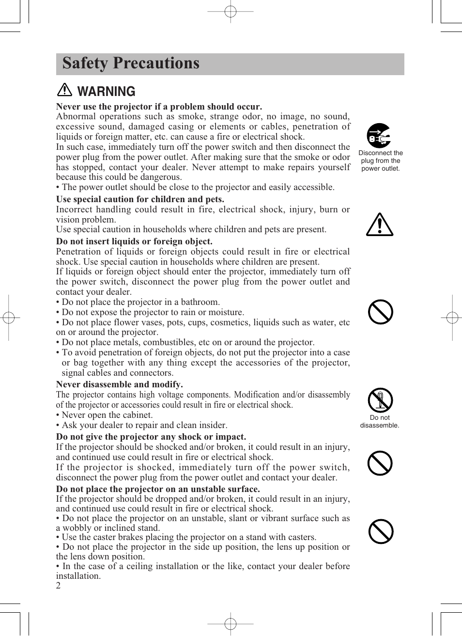 Safety precautions, Warning | Dukane ImagePro 8915 User Manual | Page 4 / 84