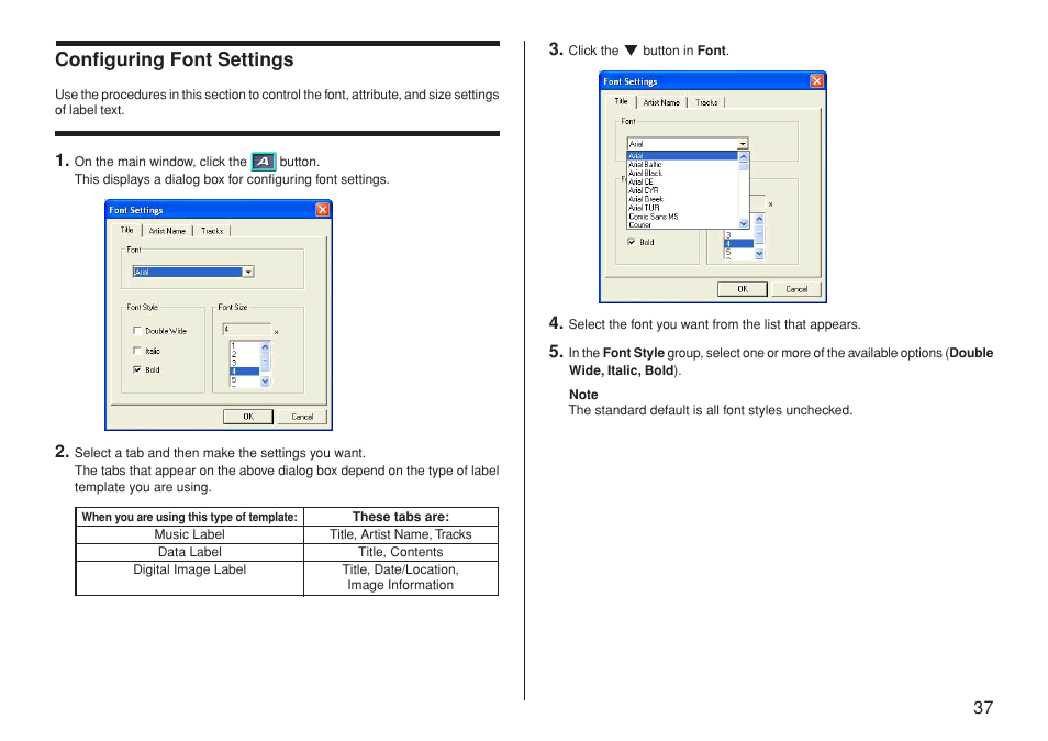 Configuring font settings | Casio CW-L300 User Manual | Page 38 / 66