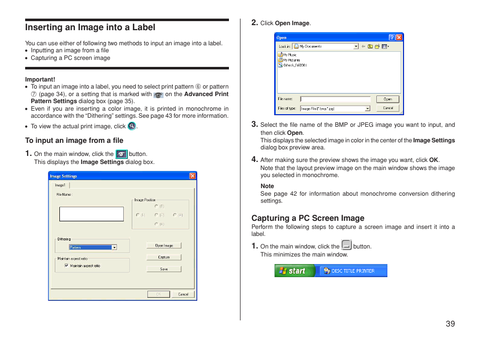 Inserting an image into a label | Casio CW-L300 User Manual | Page 40 / 66