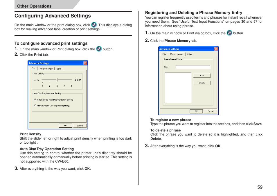 Other operations, Configuring advanced settings | Casio CW-L300 User Manual | Page 60 / 66