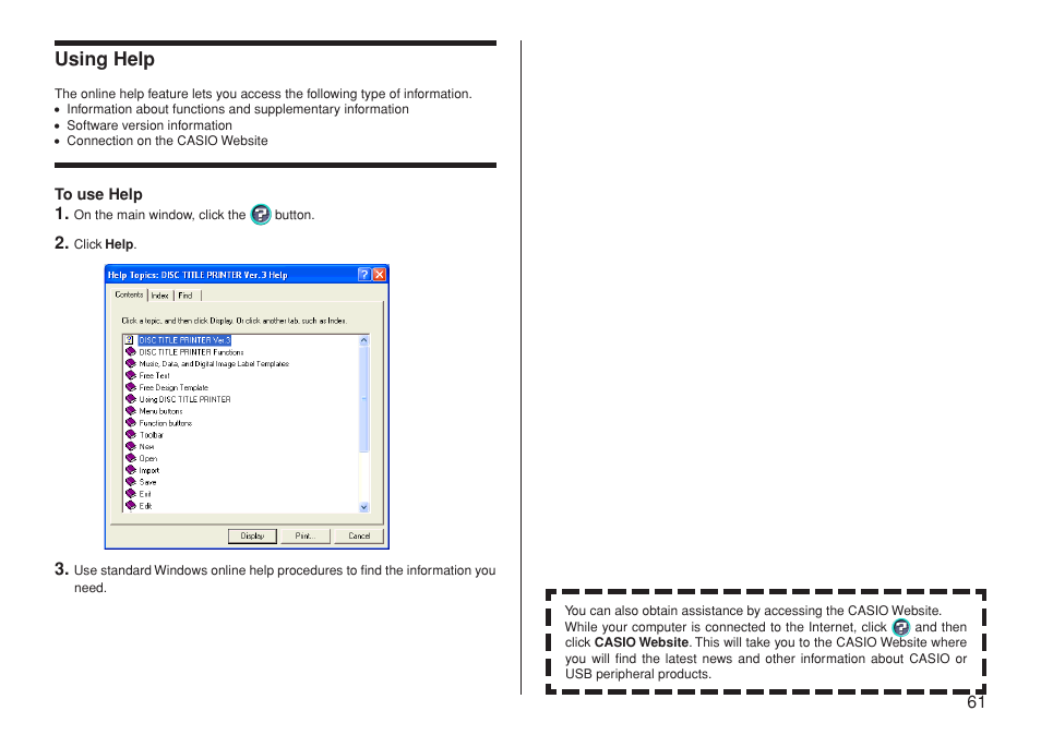 Using help | Casio CW-L300 User Manual | Page 62 / 66