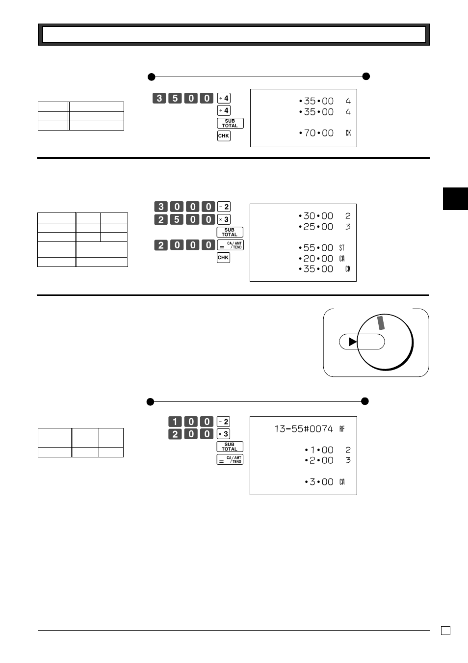 3 check sales, 4 split cash/ check sales, 5 refund | Z?? s x?? d o p | Casio 130CR User Manual | Page 31 / 40