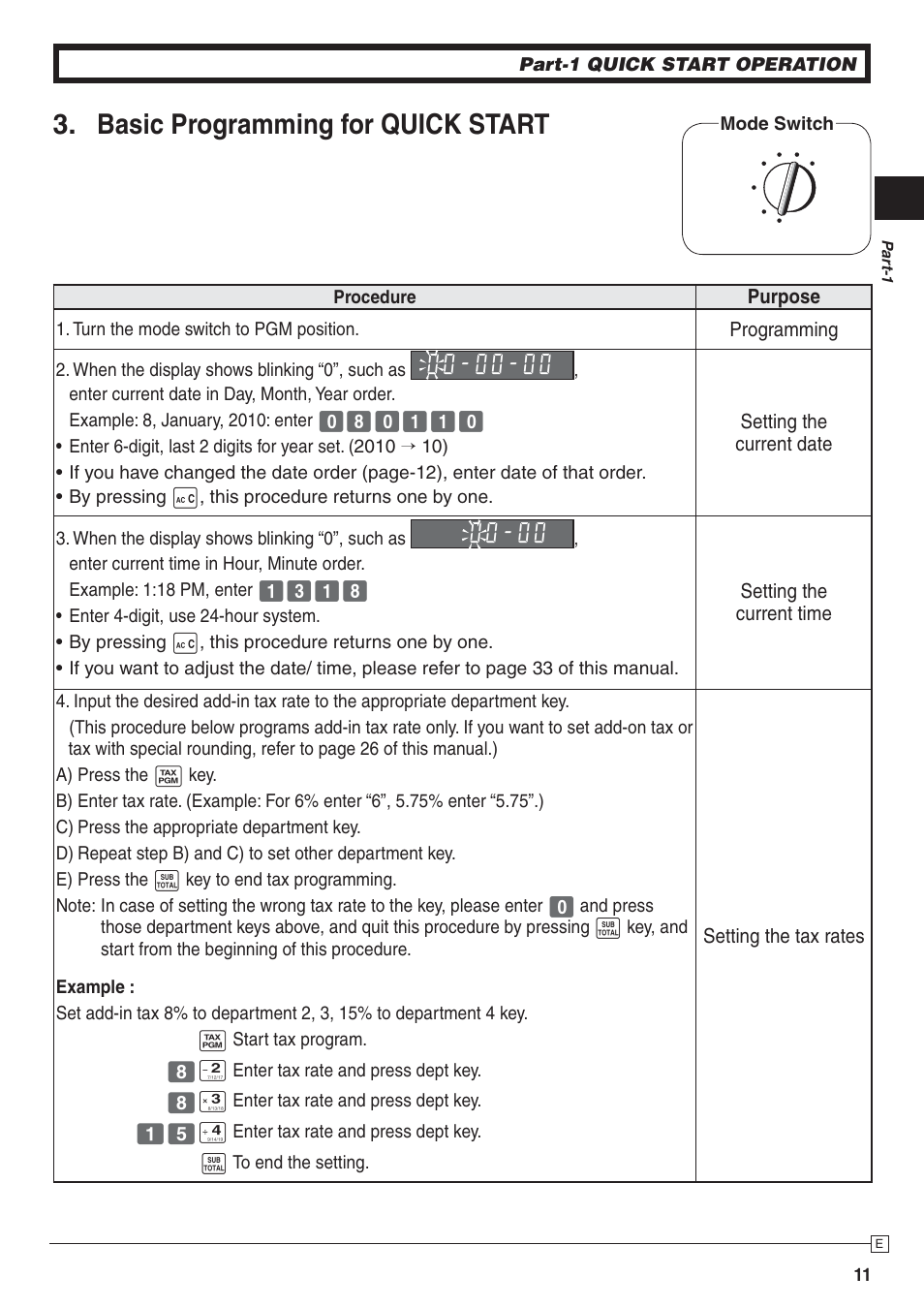 Basic programming for quick start | Casio 140CR User Manual | Page 11 / 40