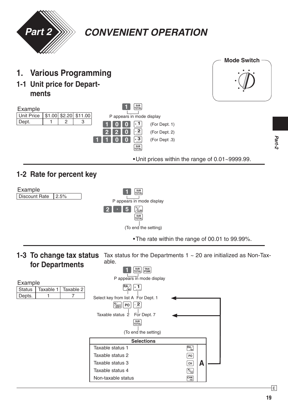 Convenient operation part 2, Various programming | Casio 140CR User Manual | Page 19 / 40