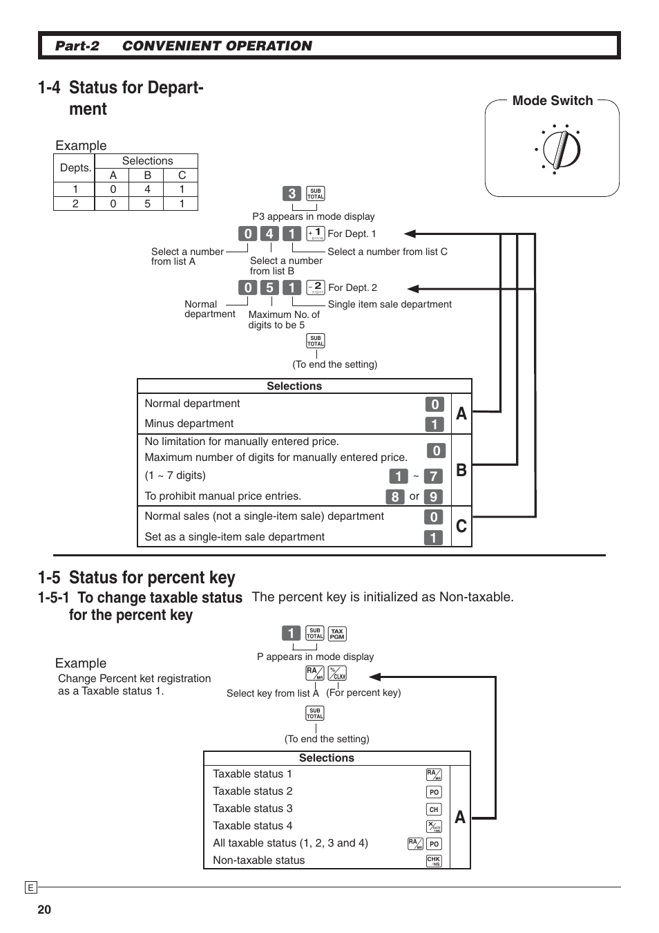 5-1 to change taxable status for the percent key | Casio 140CR User Manual | Page 20 / 40