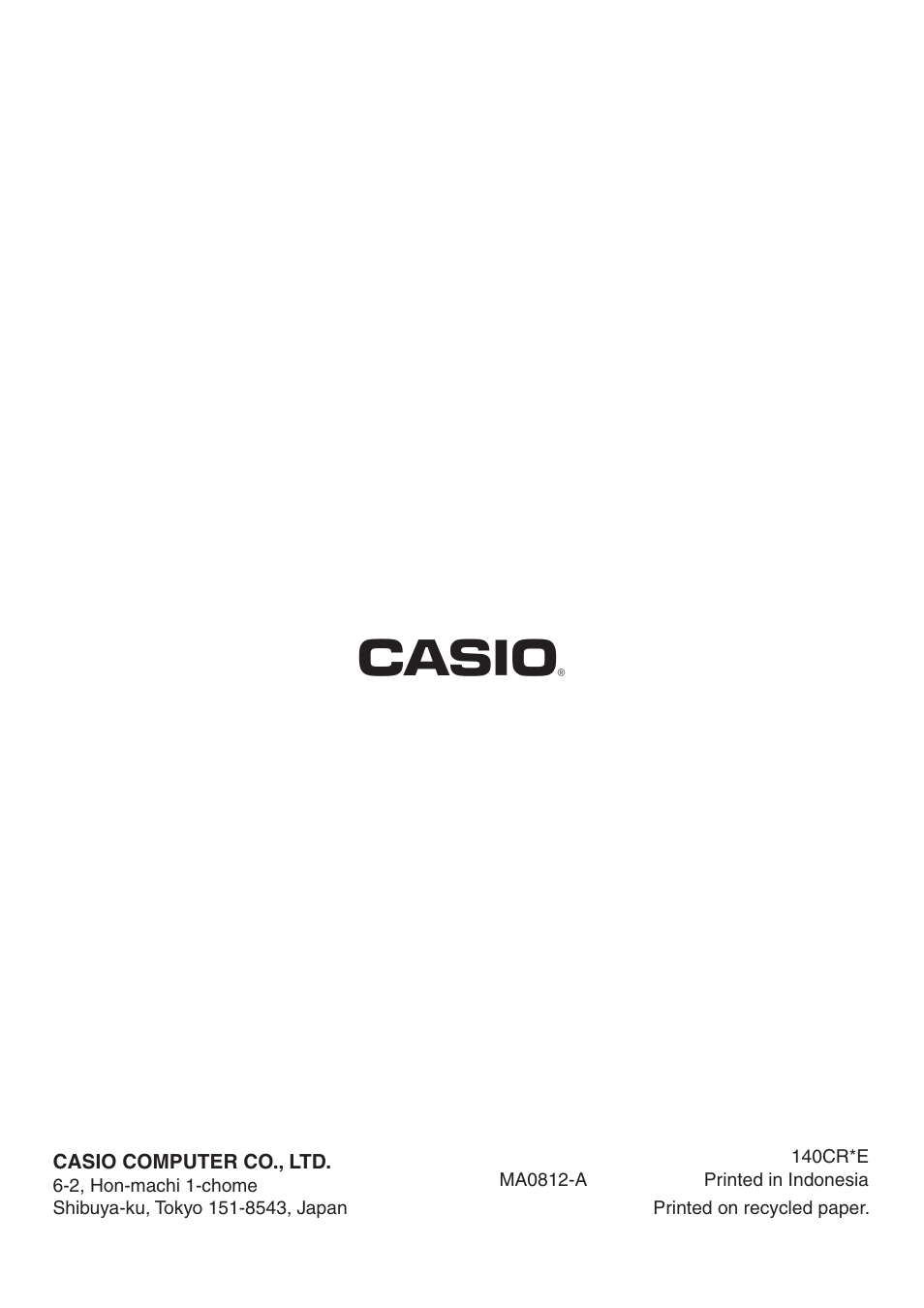 Casio 140CR User Manual | Page 40 / 40