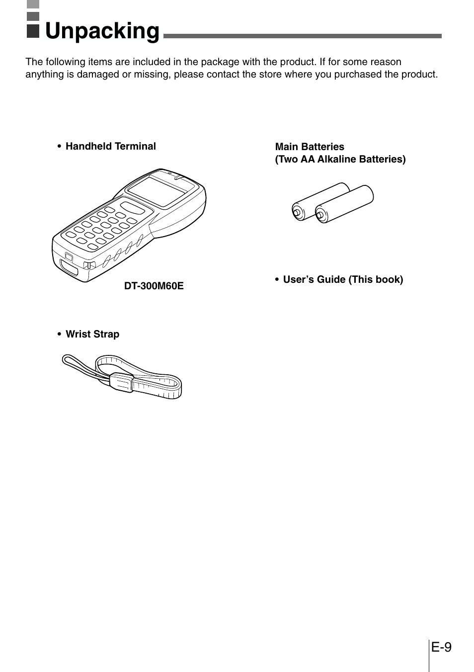 Unpacking | Casio DT-300M60E User Manual | Page 7 / 27