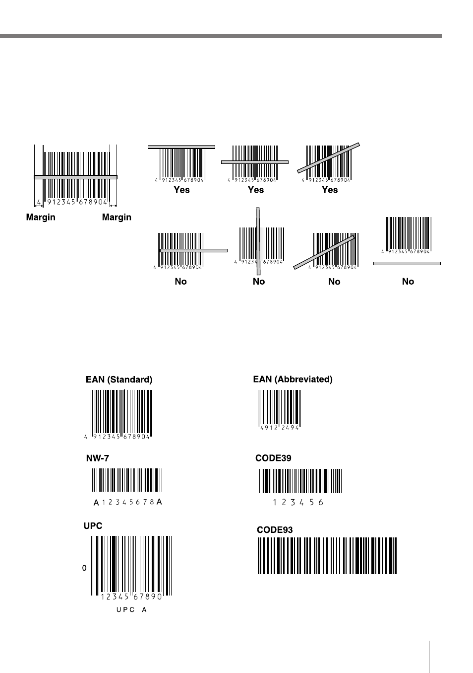 Scan position, Sample bar codes, E-29 | Casio DT-810M50RC User Manual | Page 29 / 46