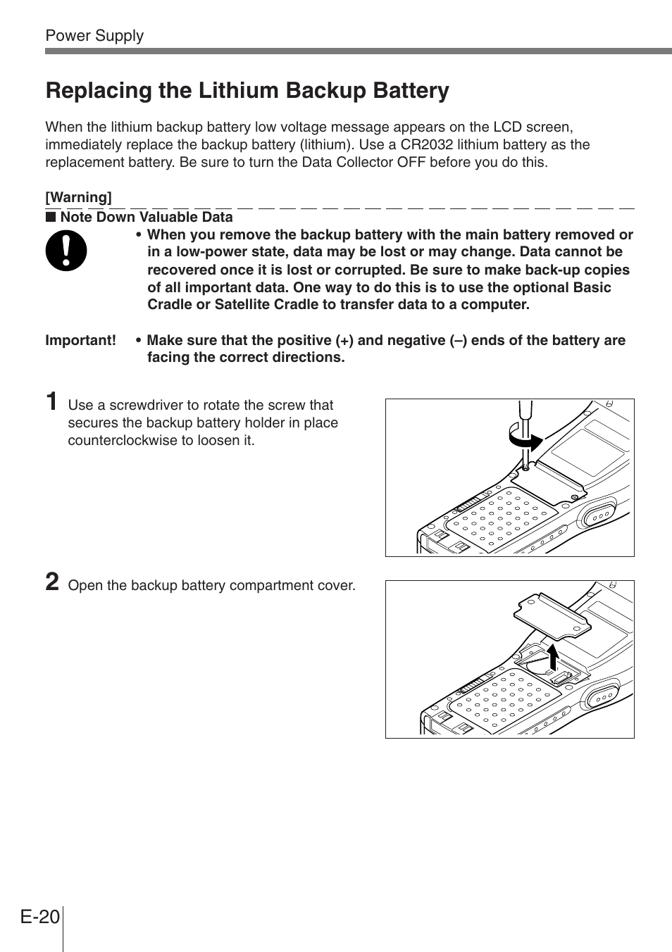 Replacing the lithium backup battery | Casio DT-900 User Manual | Page 18 / 53