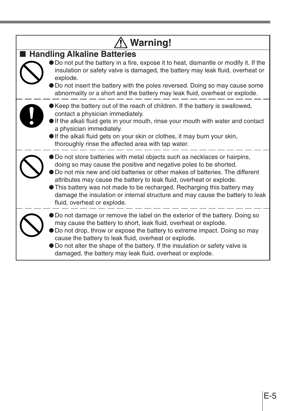 Warning, Handling alkaline batteries | Casio DT-900 User Manual | Page 3 / 53