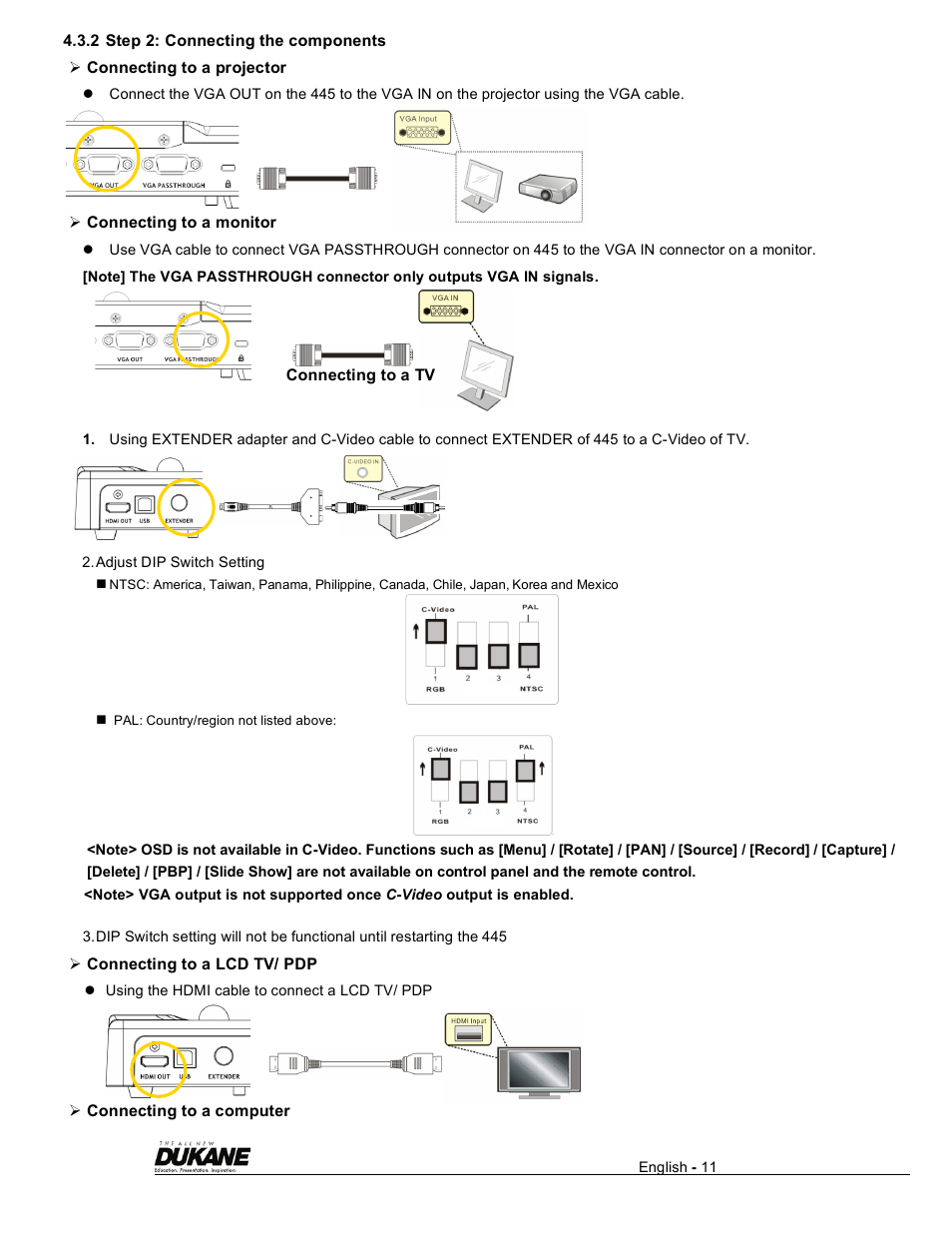 Dukane Visual Presenter Camera 445 User Manual | Page 12 / 32