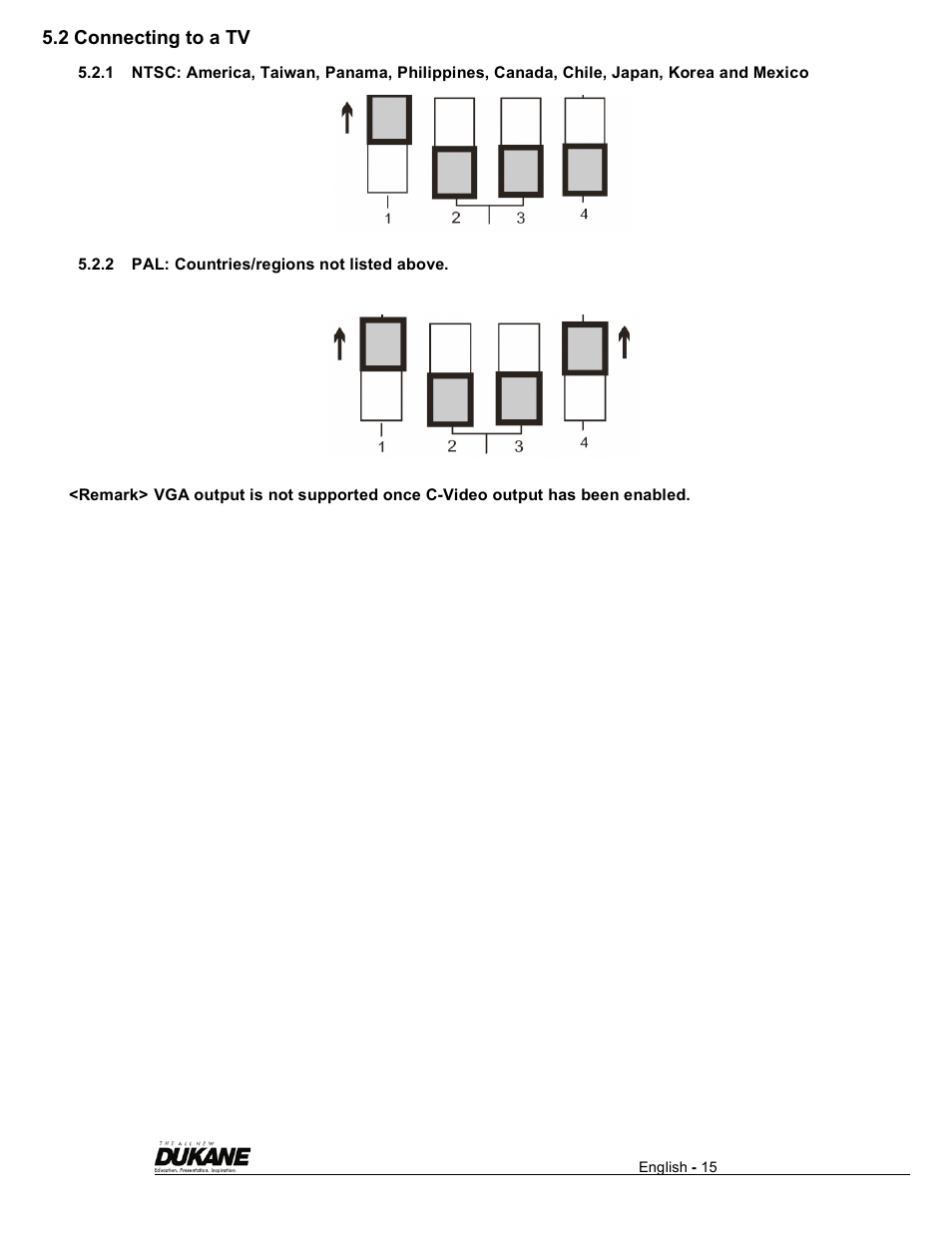 2 connecting to a tv | Dukane Visual Presenter Camera 445 User Manual | Page 16 / 32