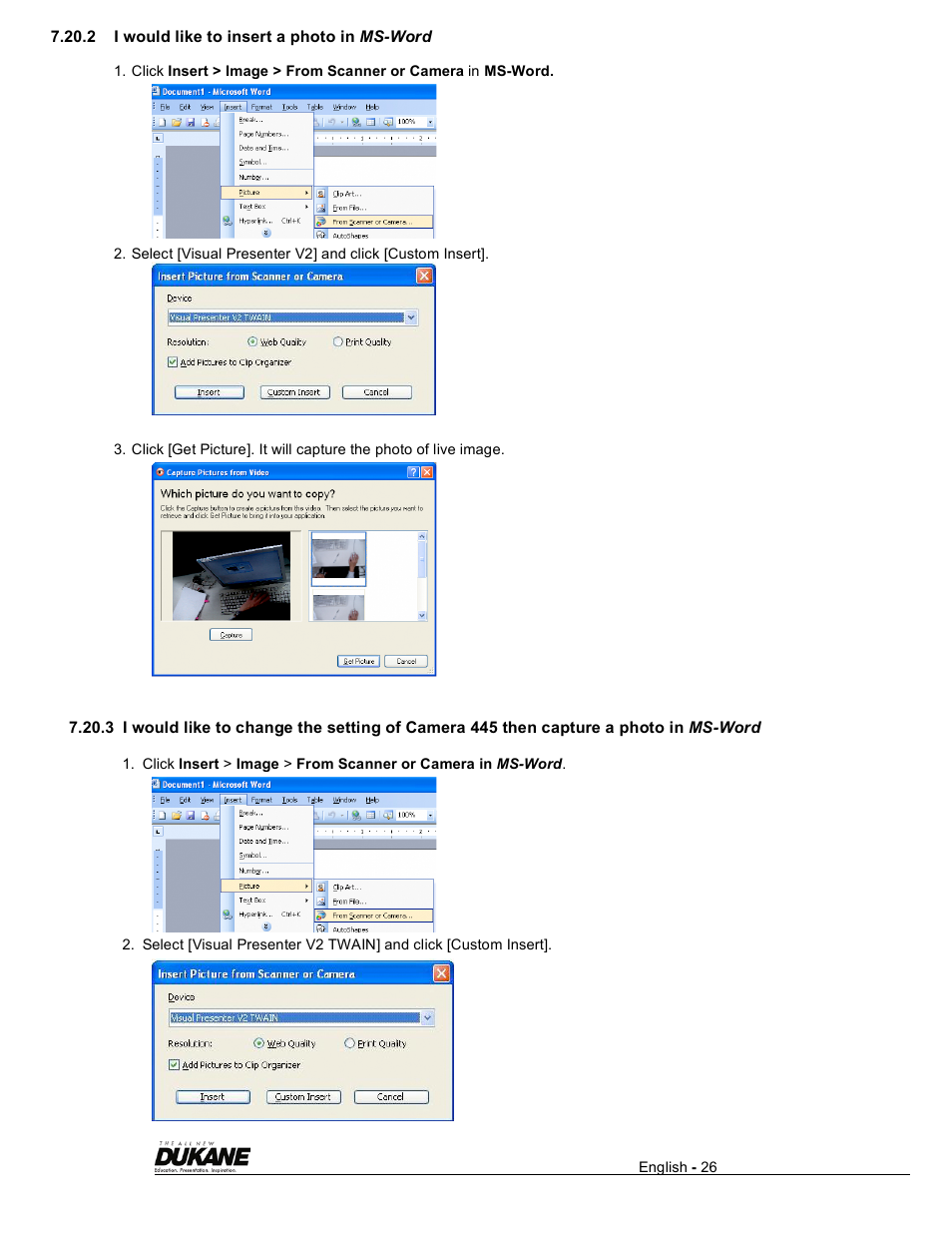 Dukane Visual Presenter Camera 445 User Manual | Page 27 / 32