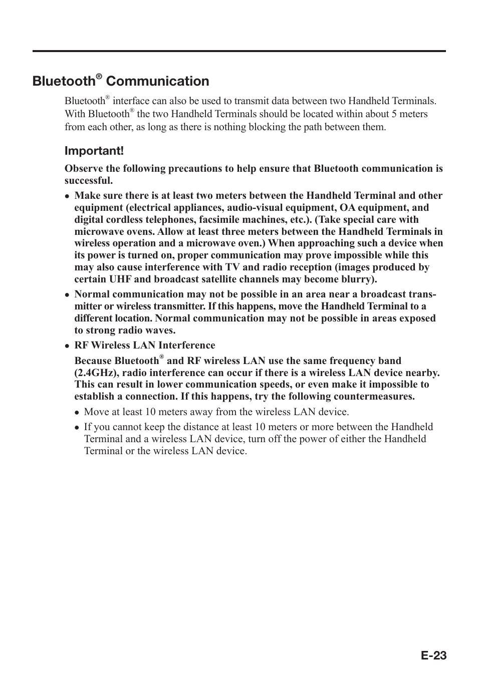 Bluetooth, Communication | Casio DT-970 User Manual | Page 25 / 40