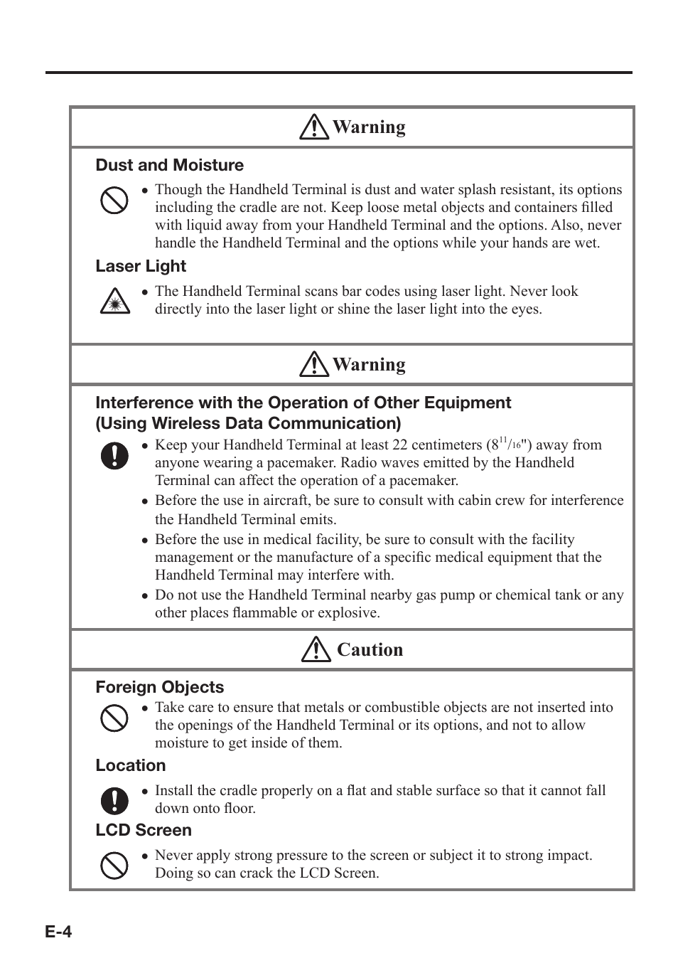 Warning, Caution | Casio DT-970 User Manual | Page 6 / 40