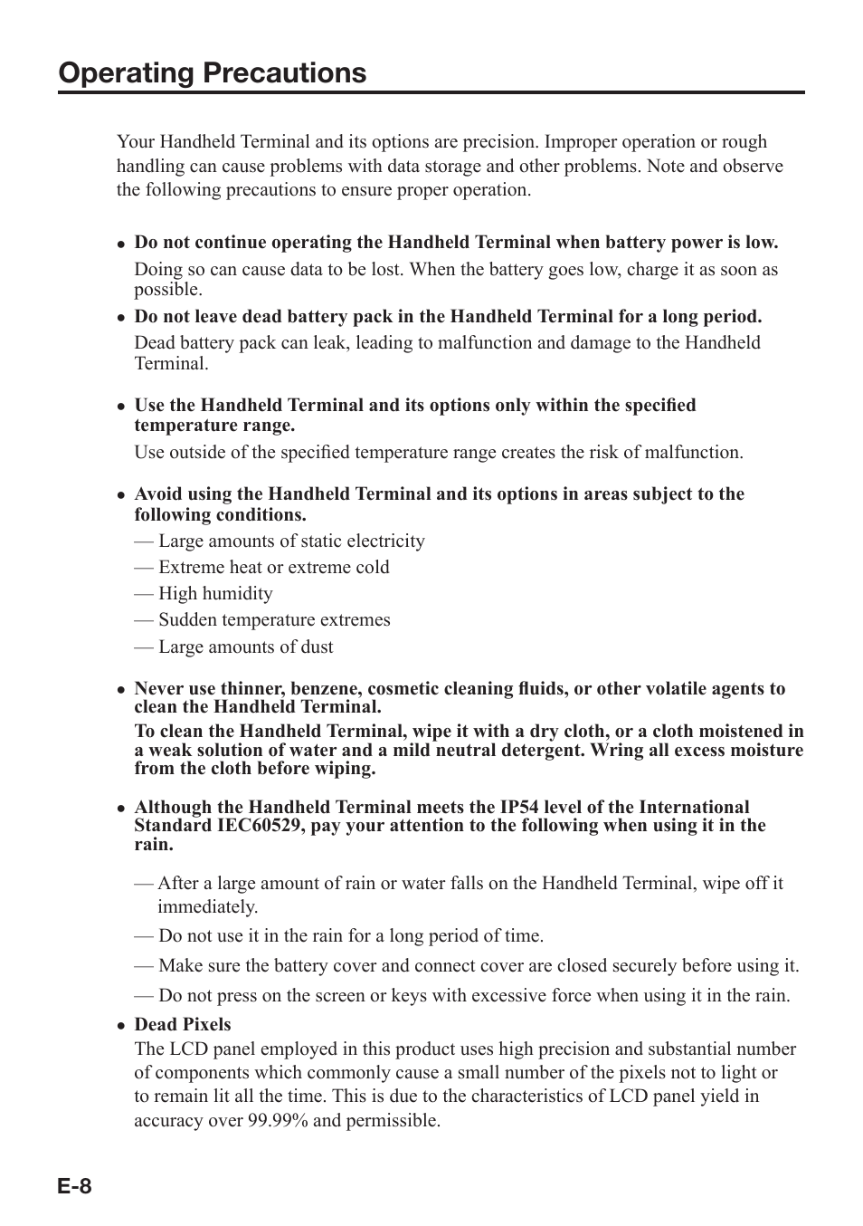 Operating precautions | Casio DT-X7 User Manual | Page 10 / 75