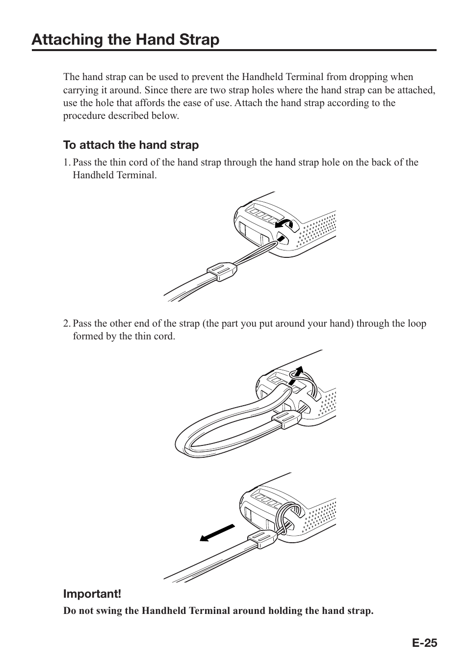 Attaching the hand strap | Casio DT-X7 User Manual | Page 27 / 75