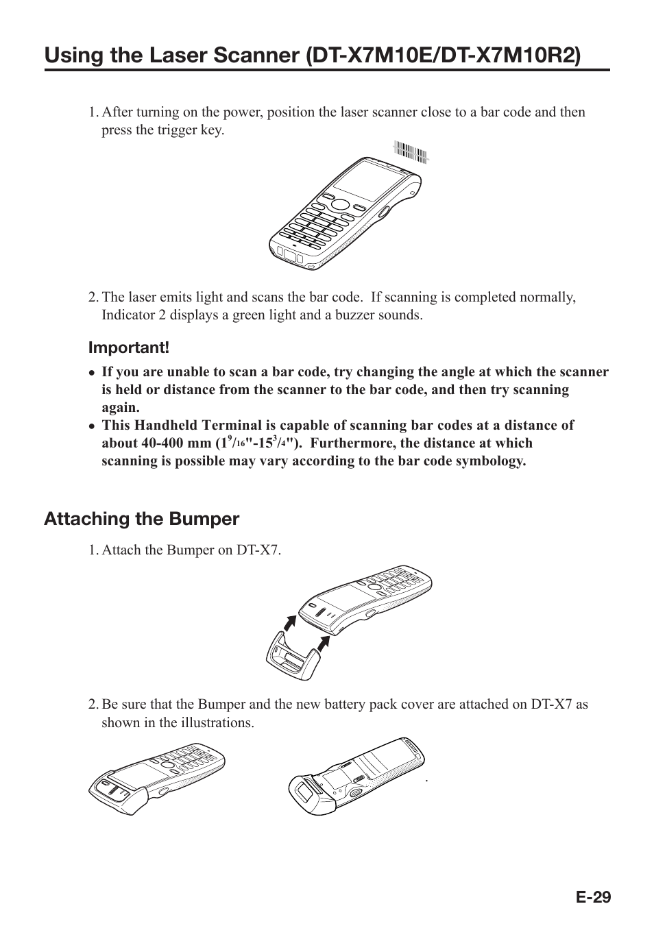 Attaching the bumper | Casio DT-X7 User Manual | Page 31 / 75