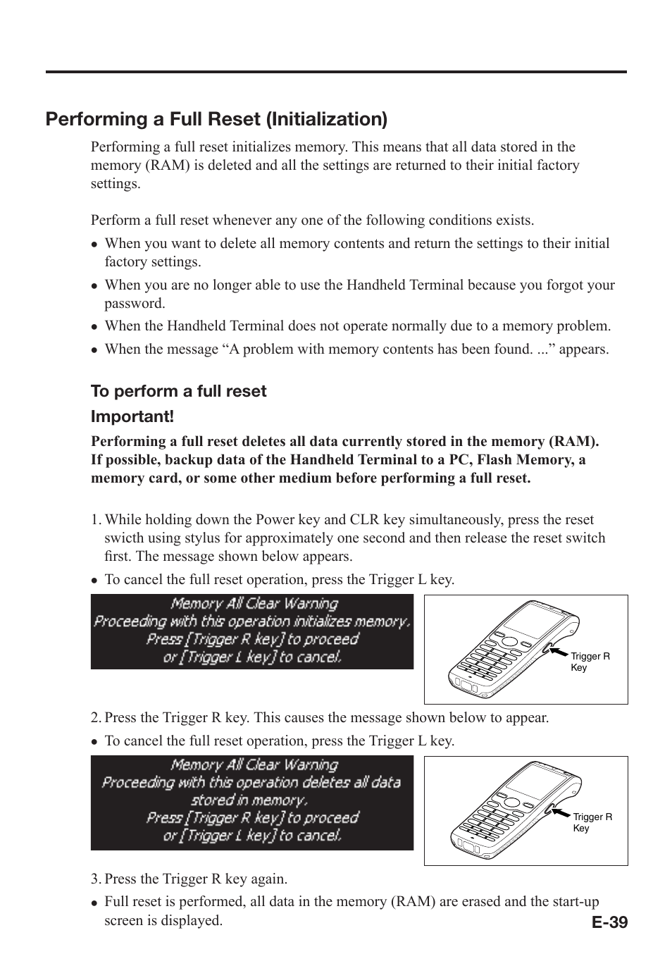 Performing a full reset (initialization) | Casio DT-X7 User Manual | Page 41 / 75