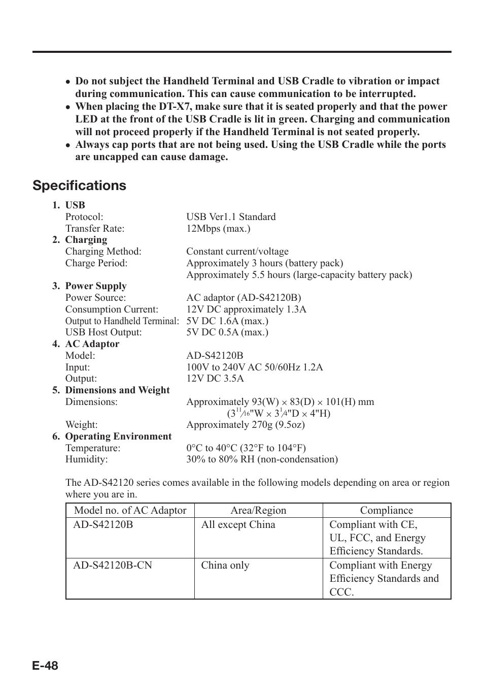 Specifi cations | Casio DT-X7 User Manual | Page 50 / 75