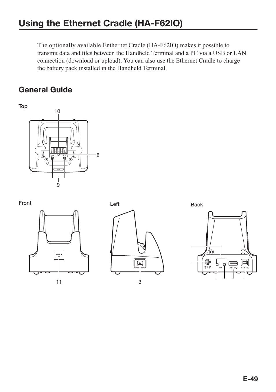 Using the ethernet cradle (ha-f62io), General guide | Casio DT-X7 User Manual | Page 51 / 75