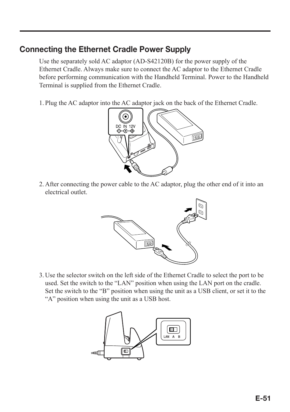 Connecting the ethernet cradle power supply | Casio DT-X7 User Manual | Page 53 / 75